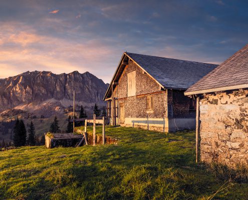 Bödmerenalp / Silberen / Pragelpass im herbstlichen Abendlicht